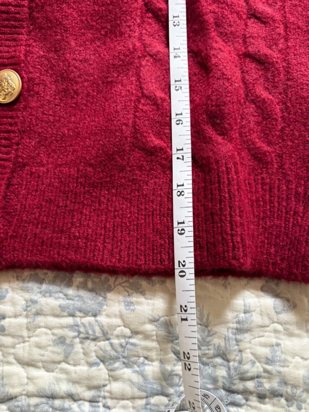 NWT J. Crew Women's M Burgundy-Red Wool Blend Cableknit Cardigan w/Gold Buttons - Picture 5 of 12